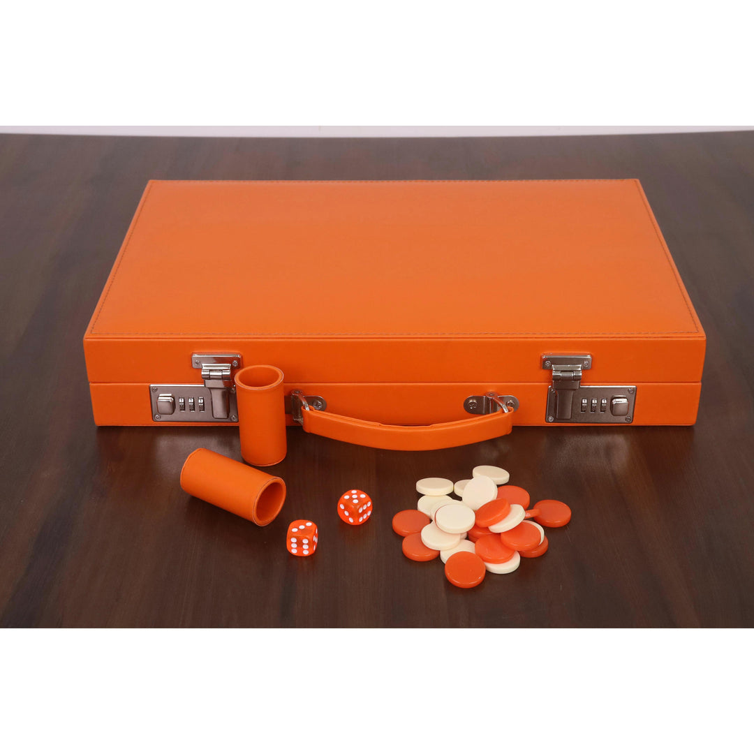 Juego de backgammon de cuero sintético Premier de 18 pulgadas – Juego de viaje tipo maletín