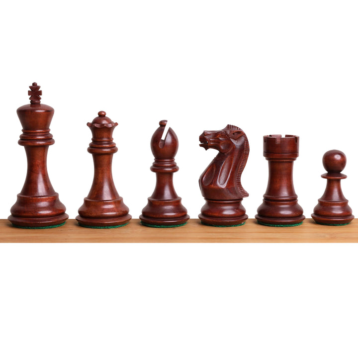 4.1" Pro Staunton Weighted Wooden Chess Set- Chess Pieces Only - Lacquered Distress Antiqued Boxwood & Mahogany Stained Boxwood