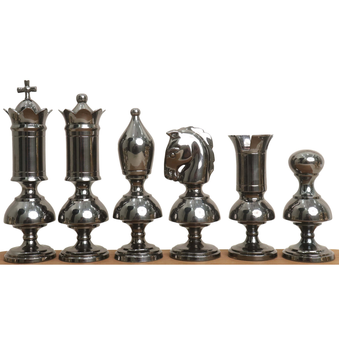 6” Giant Victorian Series Brass Metal Luxury Chess Set - Pieces Only - Metallic Gold & Grey