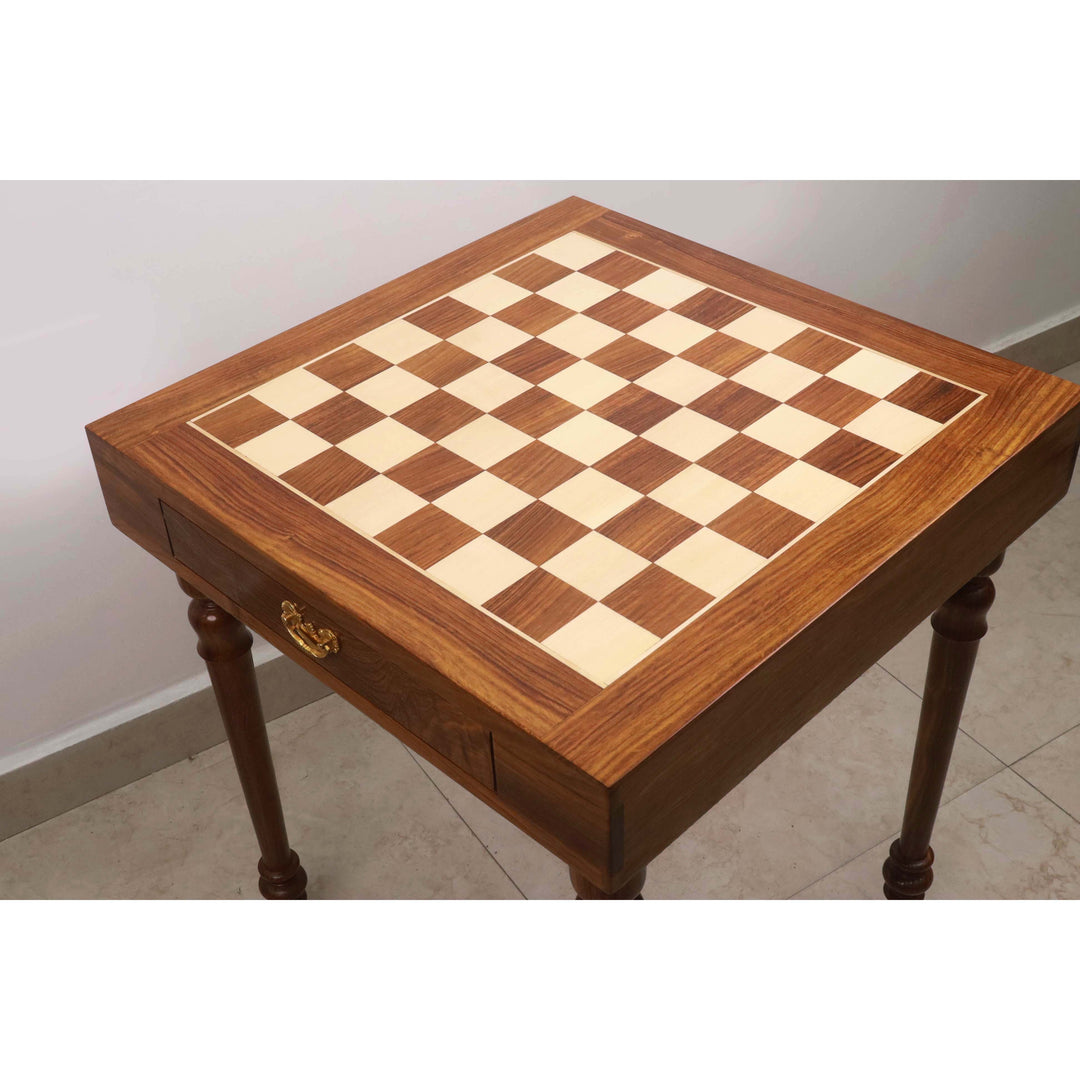 23" Tournament Chess Table with Drawers - Golden Rosewood & Maple