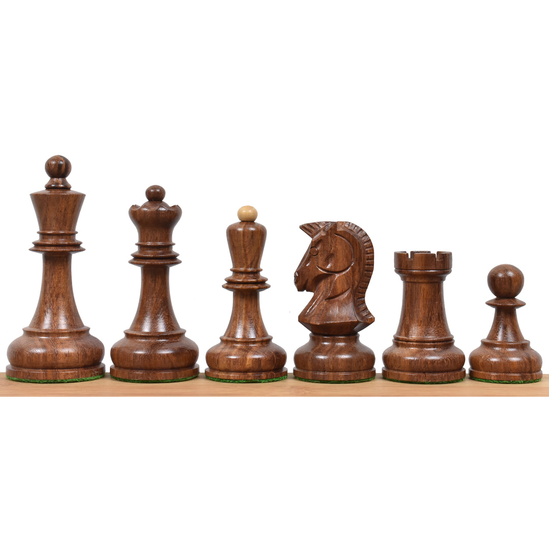 Slightly Imperfect 1970s' Dubrovnik Chess Set - Chess Pieces Only - Double Weighted Golden Rosewood - 3.8"