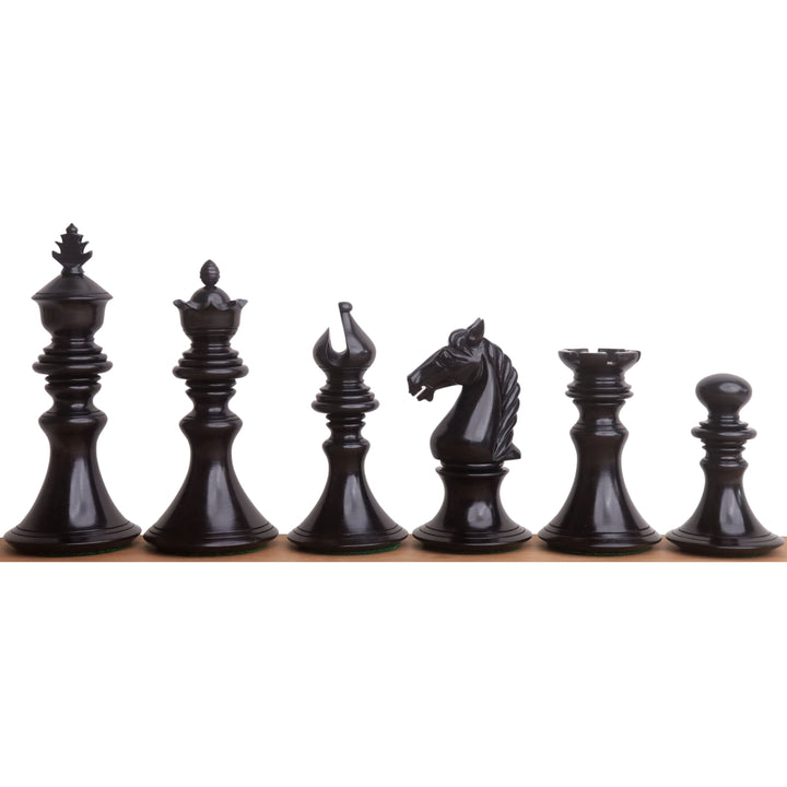 Combo di set di scacchi di lusso Staunton serie Aristocrat da 4,3 pollici - Pezzi in legno d'ebano e bosso con tavola e scatola