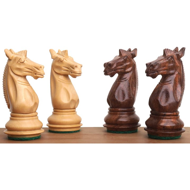 Slightly Imperfect 3.4" Meghdoot Series Staunton Chess Set- Chess Pieces Only - Weighted Golden Rosewood