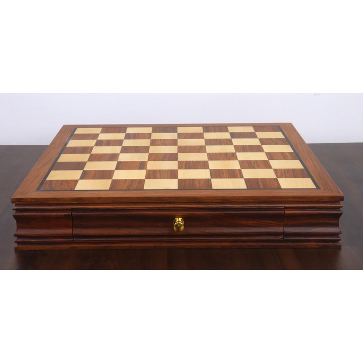 20” Golden Rosewood Luxury Chess Set with 4” Hand-Carved Staunton Pieces
