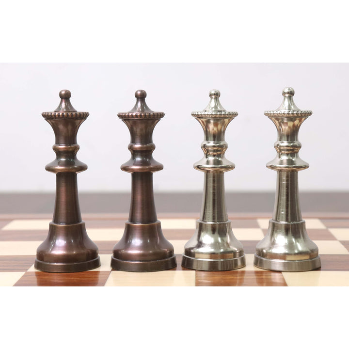 3.5" Elegance Serie Messing Metall Luxus Schachspiel - Nur Schachfiguren - Antikkupfer