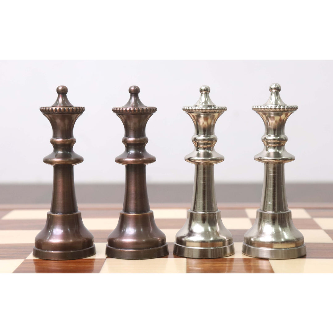 Slightly Imperfect 3.5" Elegance Series Brass Metal Luxury Chess Set - Pieces Only- Antiqued Copper - Warehouse Clearance - USA Shipping Only