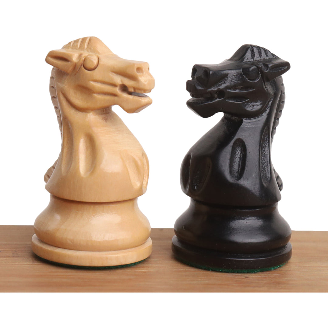 Jeu d'échecs en bois lesté 2.4" Pro Staunton - Pièces d'échecs uniquement - Buis ébonisé