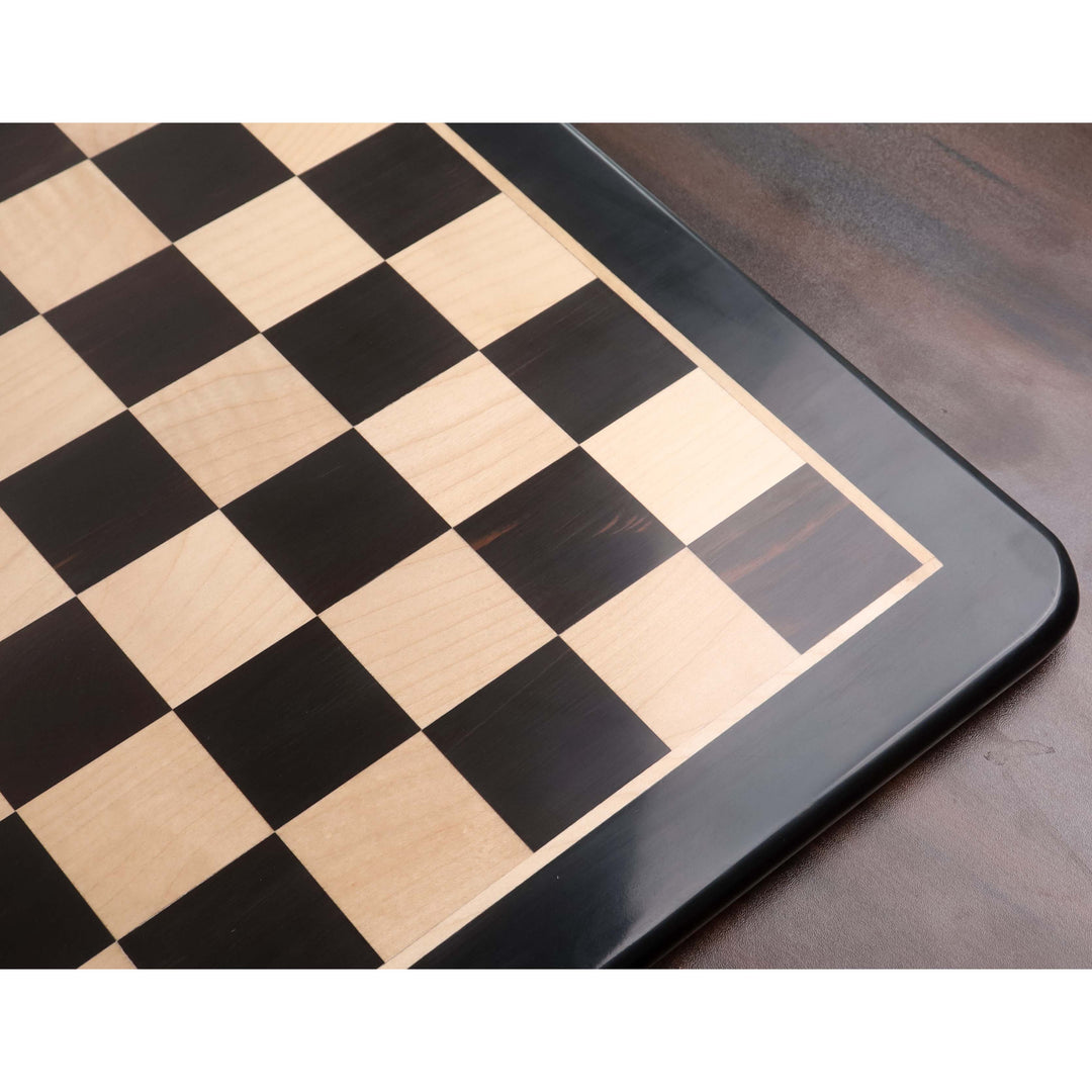 Slightly Imperfect 21" Solid Inlaid Ebony & Maple Wood Chess board - Square of 55 mm - Warehouse Clearance - Europe Shipping Only