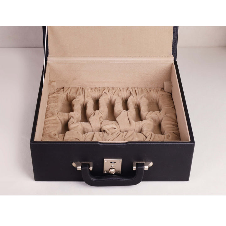 Leatherette Coffer Storage Box for Chess Pieces - 3.5" to 4.1" chessmen - with tray