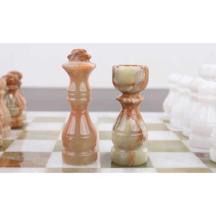 Set combinato di scacchi e scacchiere in marmo e pietra Onyx - 12" - Set di scacchi artigianale