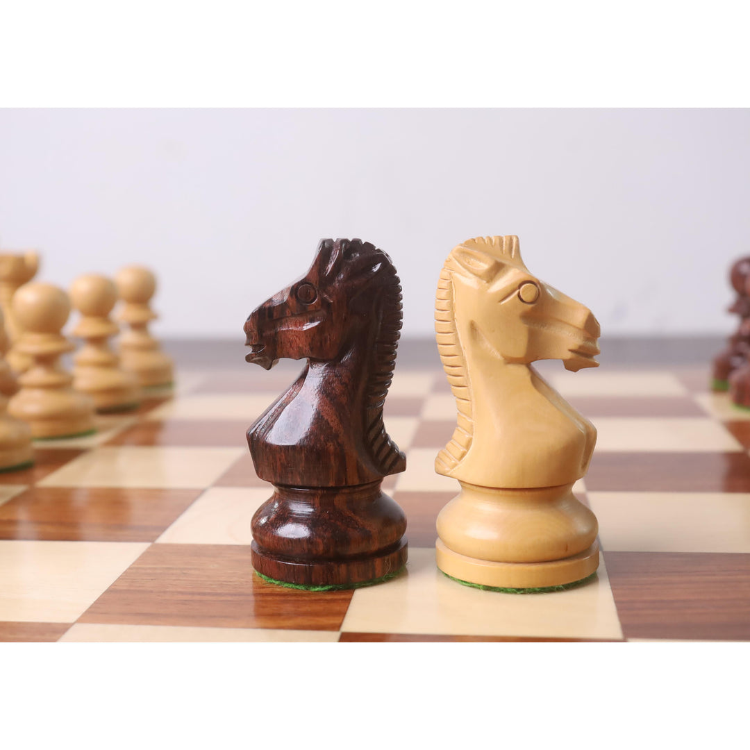 3.3" Taj Mahal Staunton Schachspiel - Nur Schachfiguren - Rosenholz & Buchsbaum