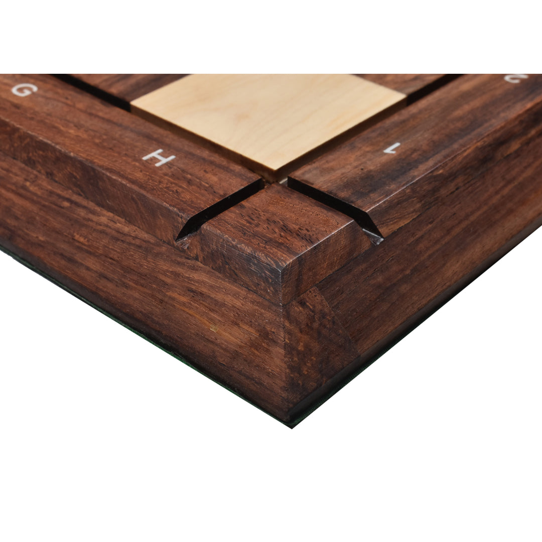Slightly Imperfect 21" Drueke Style Golden Rosewood & Maple Chess Board With Notations- 55 mm square - Matt Finish - Warehouse Clearance - Europe Shipping Only
