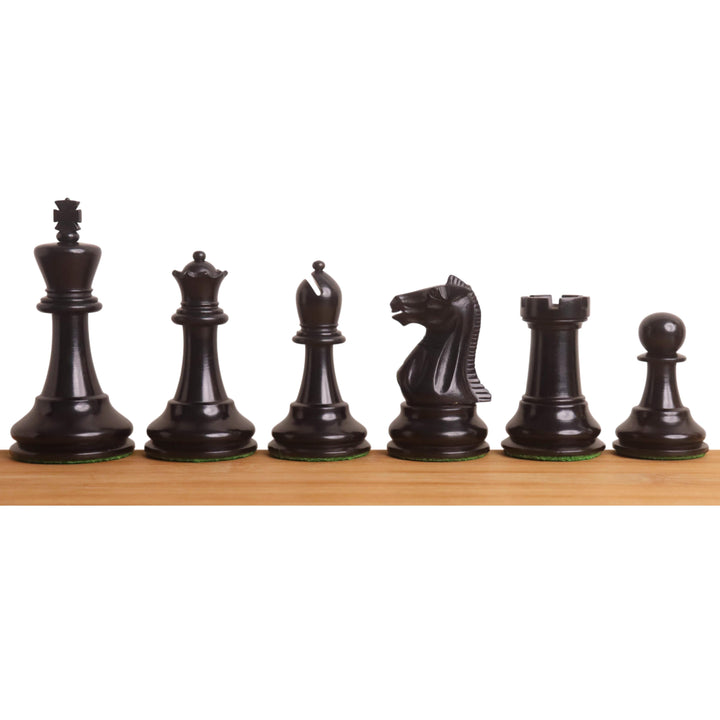 Slightly Imperfect 3.6" Golden Castle Craftsman Reproduction Chess Set - Chess Pieces Only - Antiqued & Ebonised Boxwood - Warehouse Clearance - UK Shipping Only