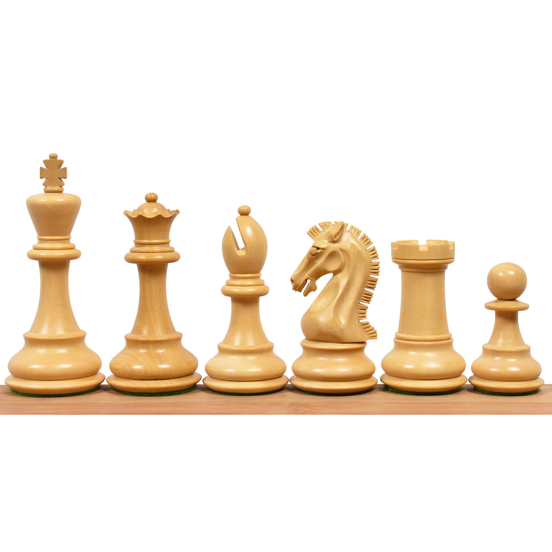Natural boxwood Staunton chess pieces included in the 3.9" Craftsman set.