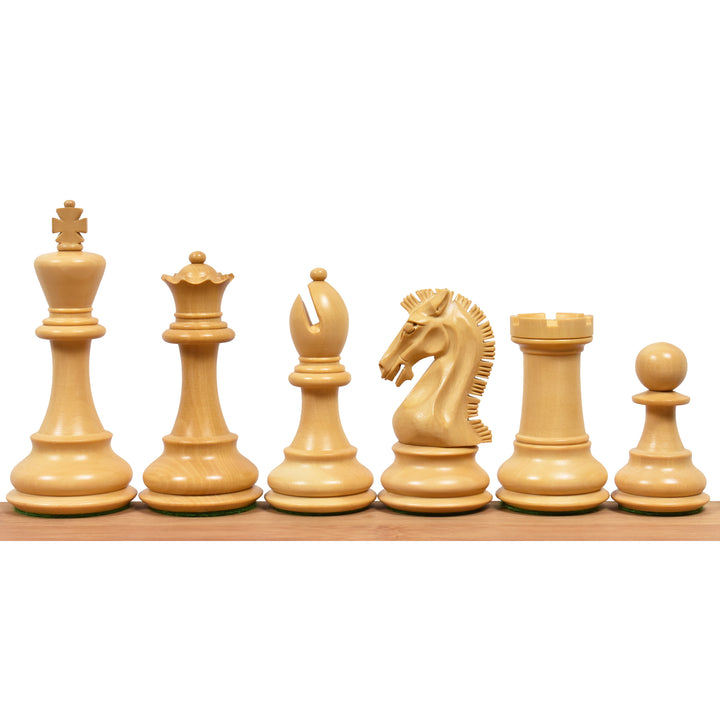 Natural boxwood Staunton chess pieces included in the 3.9" Craftsman set.