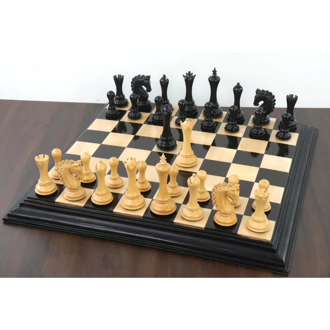 Set di scacchi Avant Garde Lusso Staunton, leggermente imperfetto, da 4,6 pollici - Solo pezzi di scacchi - legno d'ebano - triplo peso
