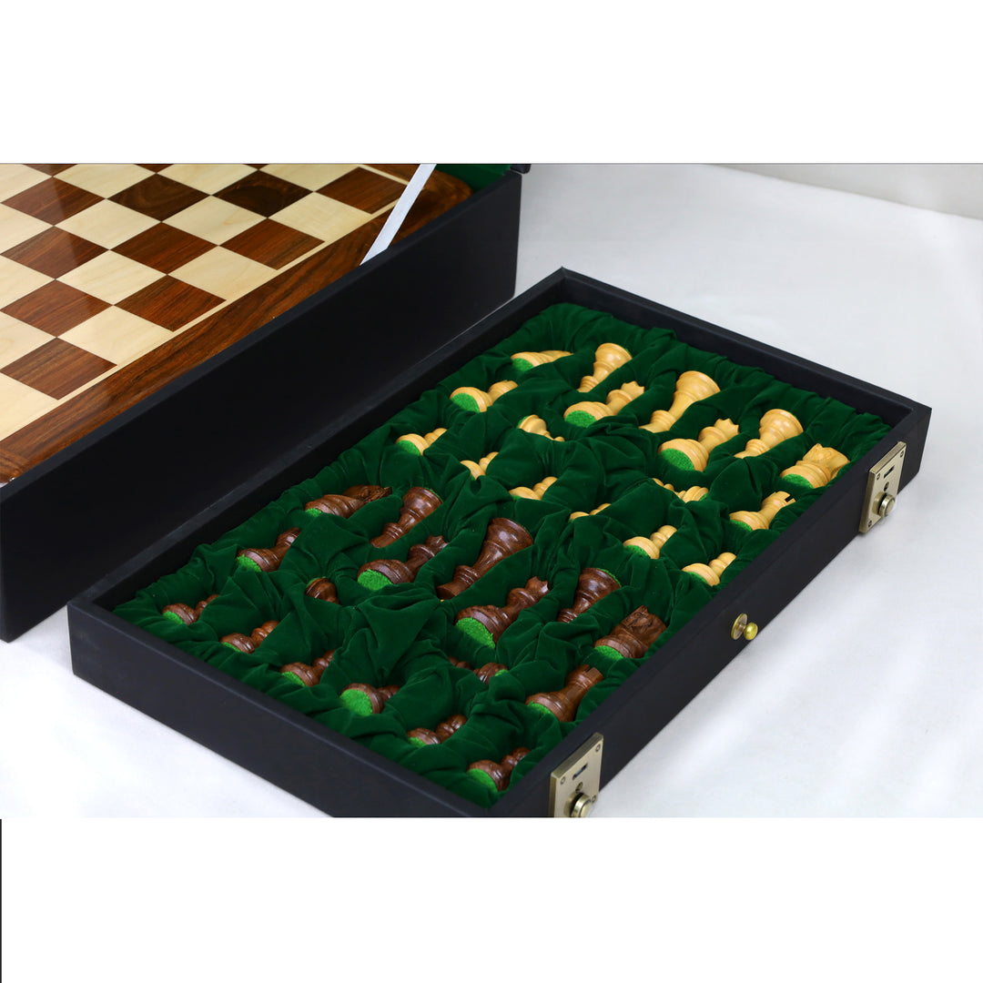 3.1" Russian Zagreb Gift Chess Set Combo - Pieces in Golden Rosewood with 17" Board & Storage Case