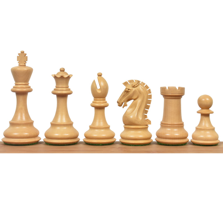 Combo van 3.9" Craftsman Series Staunton Ebonised Chess Pieces met 21" Ebony Chess Board en Leatherette Coffer Storage Box.
