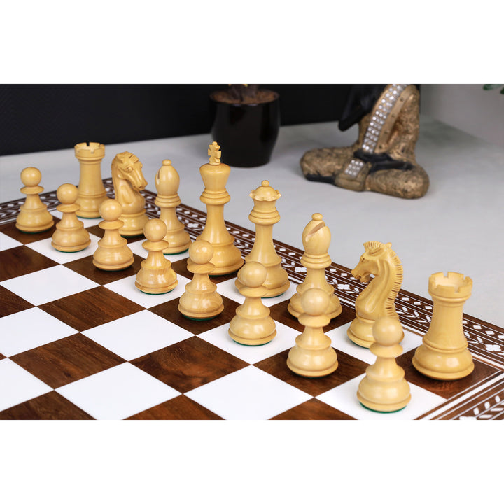 3.9" Craftsman Staunton Chess Set Inlaid Wooden Folding Chess board - 55mm Square