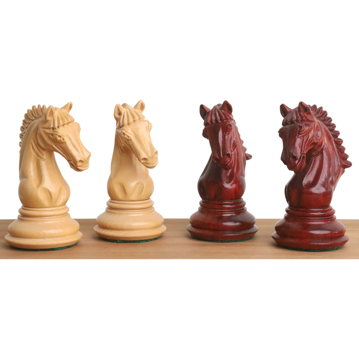 Set di scacchi leggermente imperfetto Tilted Knight Luxury Staunton - Solo pezzi di scacchi - Palissandro e bosso Bud