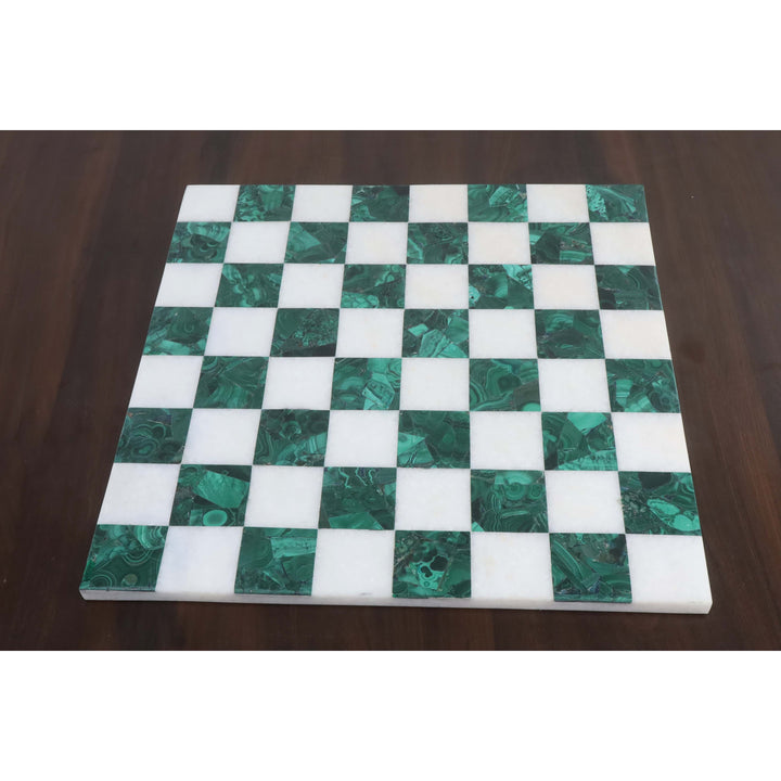 15'' Borderless Solid Malachite Stone Luxury Chess Board - Green and White Semi Precious Stone