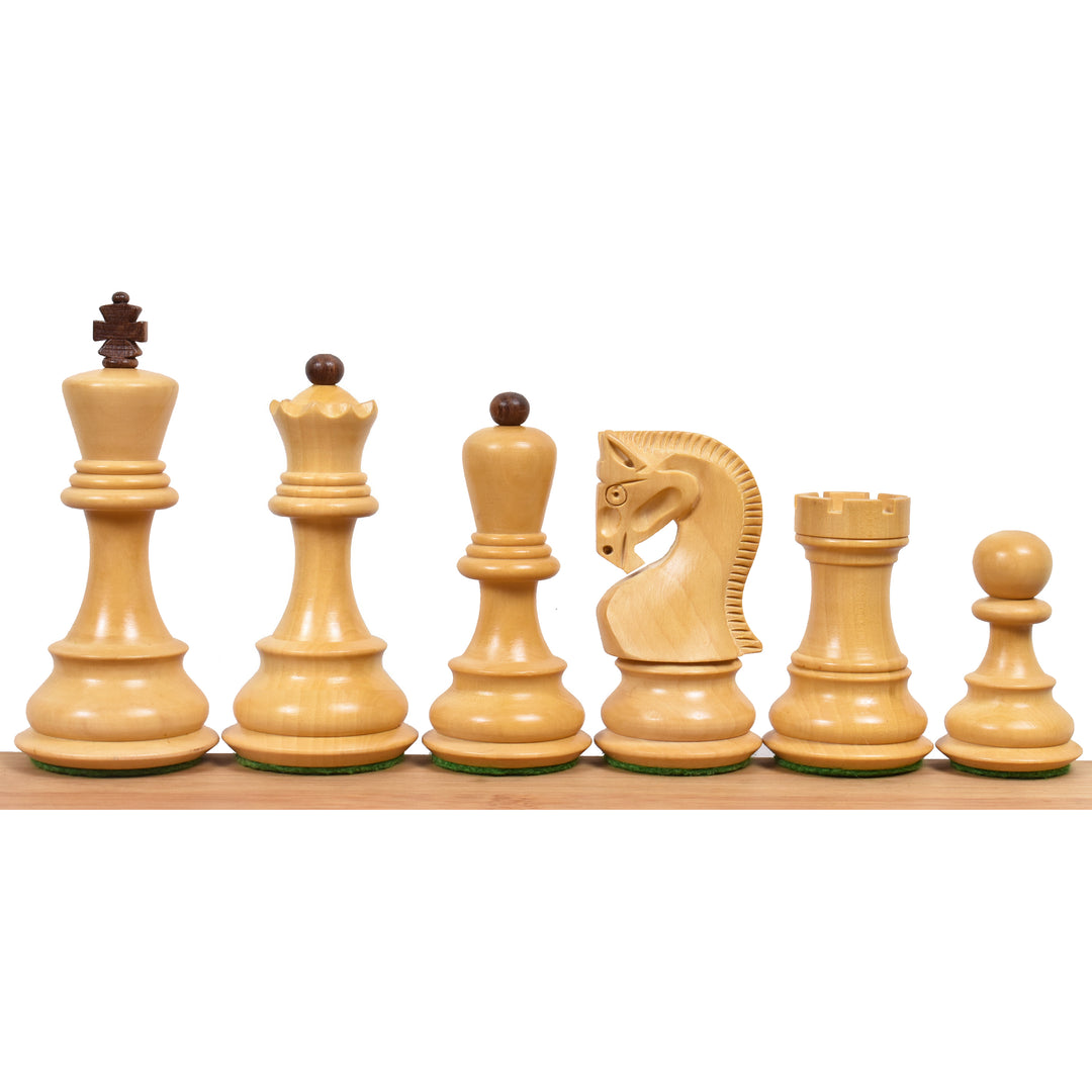 Slightly Imperfect 3.9" Russian Zagreb Chess Set- Chess Pieces Only - Weighted Golden Rosewood - Extra queens