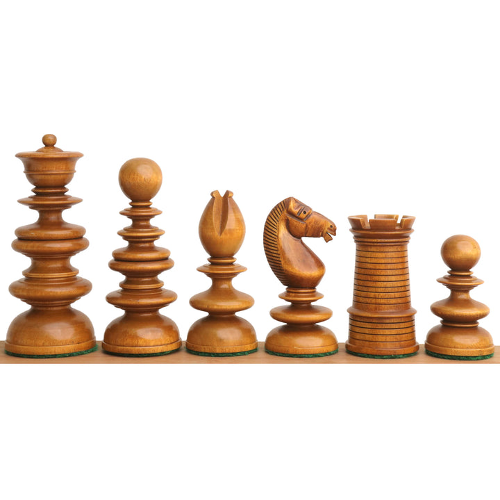 Lidt uperfekt 3,3" St. John Pre-Staunton Calvert skaksæt - kun skakbrikker - ibenholt træ og antik