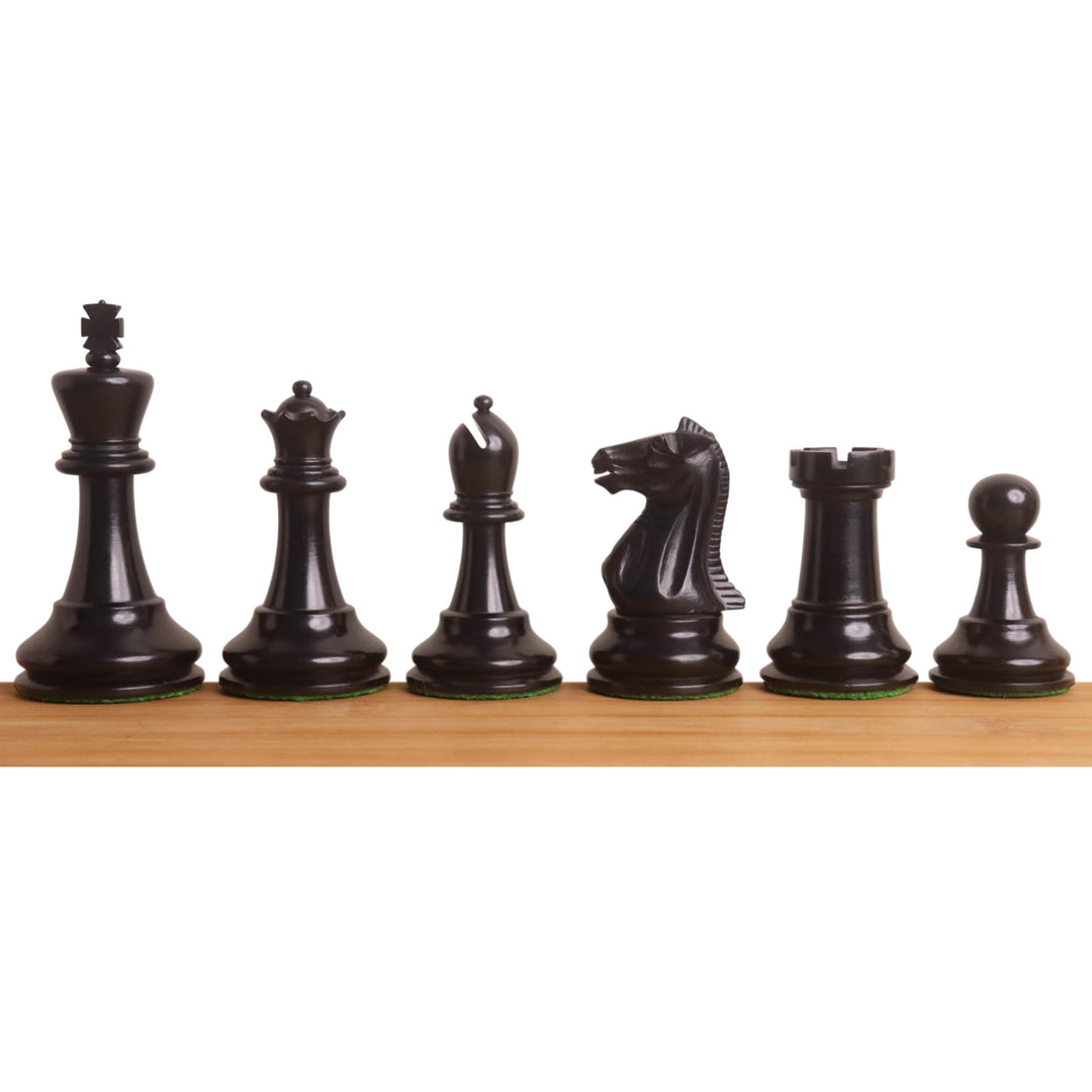 Slightly Imperfect 3.6" Golden Castle Craftsman Reproduction Chess Set - Chess Pieces Only - Antiqued & Ebonised Boxwood