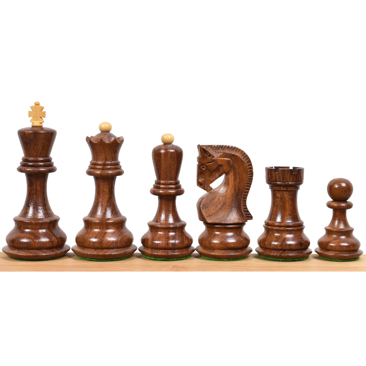 Slightly Imperfect 3.9" Russian Zagreb Chess Set- Chess Pieces Only - Weighted Golden Rosewood - Extra queens