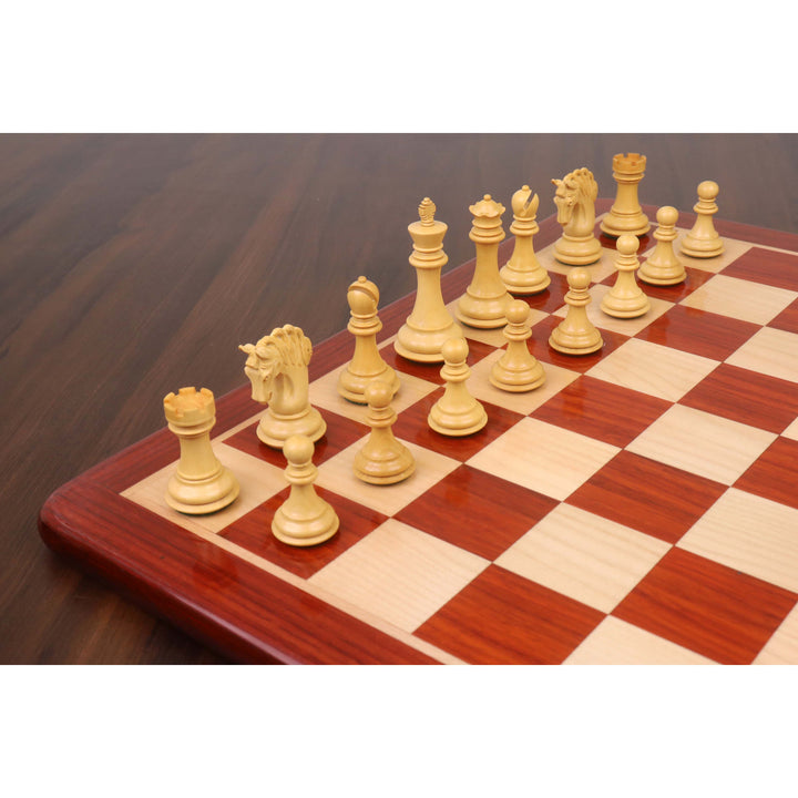 略带瑕疵的 3.3 英寸螺旋马豪华国际象棋套装——仅棋子——玫瑰木与黄杨木