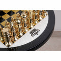 17" Minimalist Brass Metal Luxury Chess Pieces, Board and Table Set - 21" Height - Warehouse Clearance - Europe Shipping Only