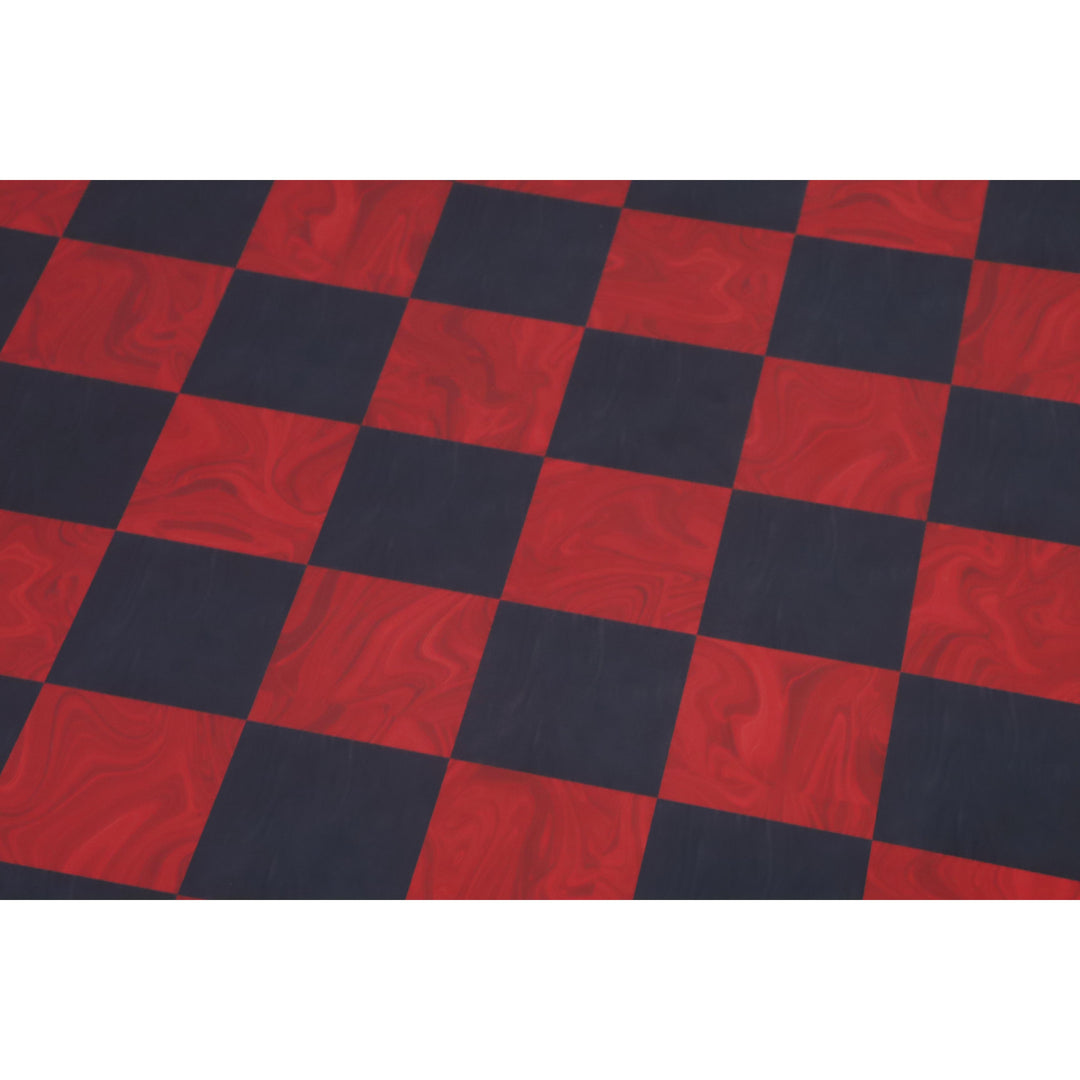 22" Red Ash Burl & Burl Ebony Printed Chess Board- 57mm square- Gloss Finish - Warehouse Clearance - Europe Shipping Only