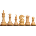 Set of handmade Fierce Knight boxwood chess pieces.