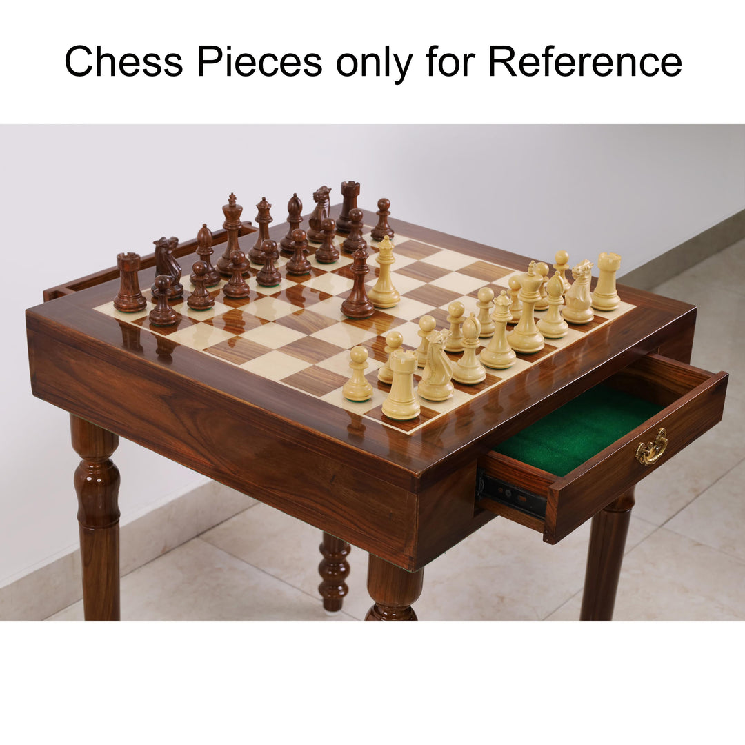 Slightly Imperfect 23" Tournament Chess Table with Drawers - Golden Rosewood & Maple