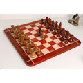 Combo of 1849 Original Staunton Chess Set- Lacquered Distress Antiqued Boxwood & Bud Rosewood - 4.5" King With Board and Box
