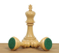 Boxwood Imperial Staunton King and two Knights showing green felt bases.