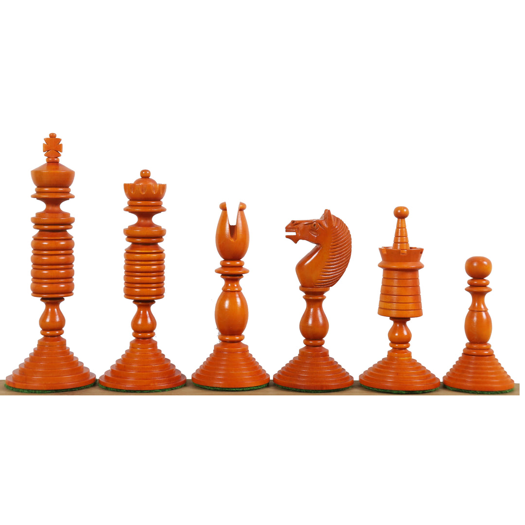 Slightly Imperfect 4.7" Pre-Staunton Chess Set - Chess Pieces Only - Double Weighted Ebony & Antiqued Boxwood