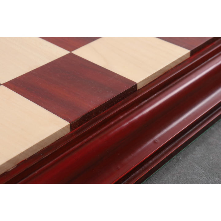 Tablero de ajedrez de lujo en madera de palisandro y arce de 23" con borde tallado- 63 mm cuadrado