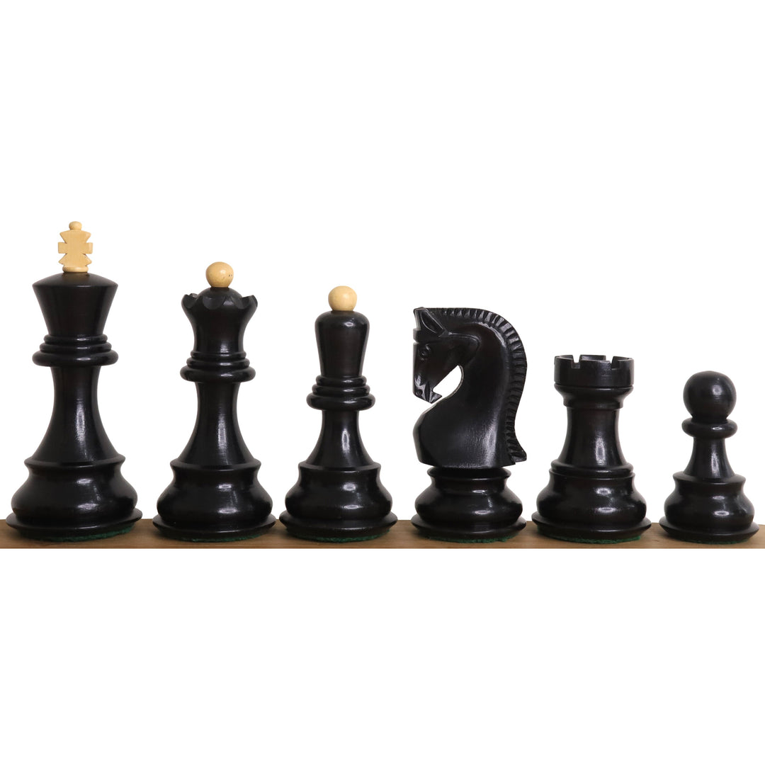 Set di scacchi russo Zagreb 59' leggermente imperfetto - Solo pezzi di scacchi - Triplo peso in legno d'ebano
