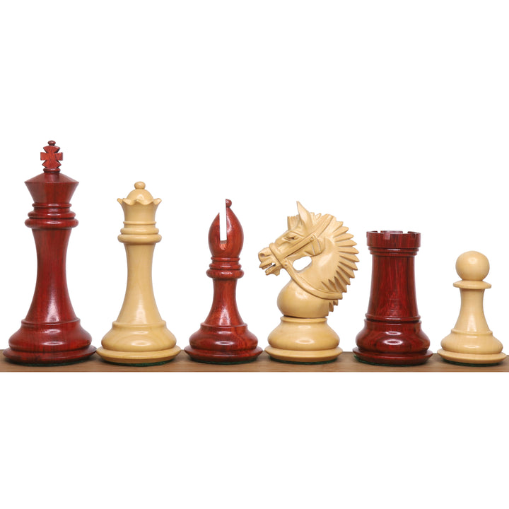 Jeu d'échecs américain de luxe 4.2 » légèrement imparfait - Pièces d'échecs uniquement - Bois de Budrose à triple lestage