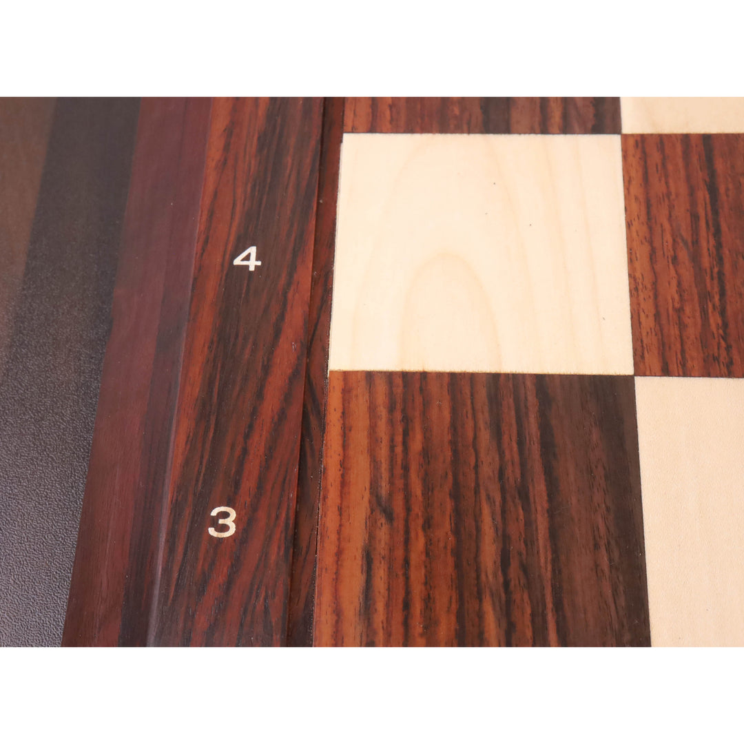 23” Plansza do szachów z drewna różanego i klonowego - 60 mm kwadratowych - Notacja ABC