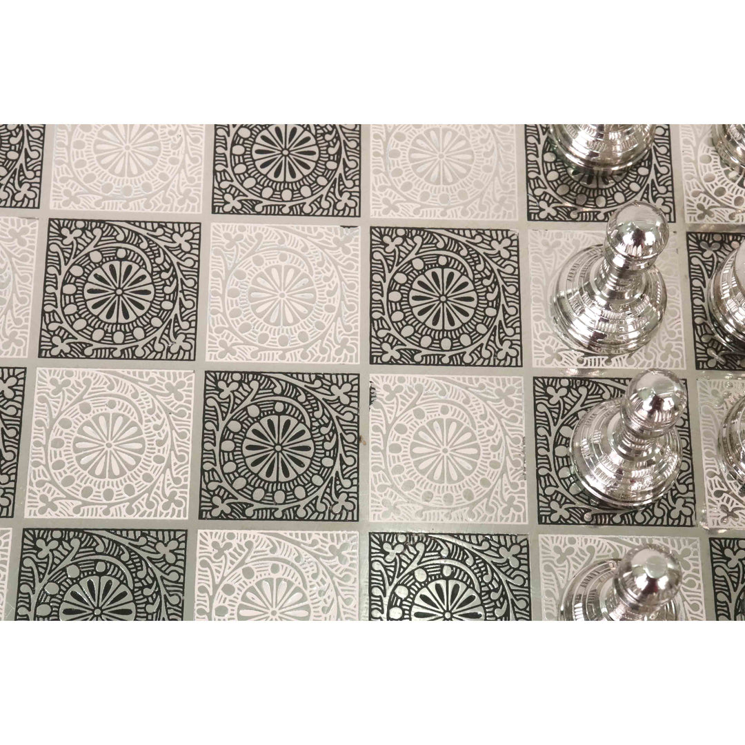 Staunton Inspired Brass Metal Luxury Chess Pieces & Board Set - 12" - Unique Art - Warehouse Clearance - Europe Shipping Only