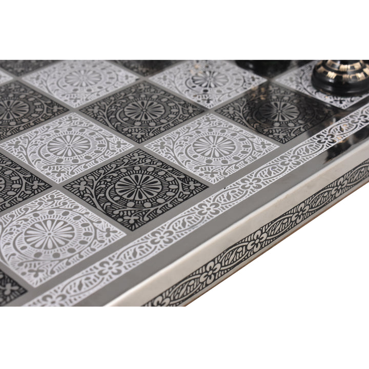 Staunton Inspired Brass Metal Luxury Chess Pieces & Board Set - 12" - Unique Art - Warehouse Clearance - Europe Shipping Only