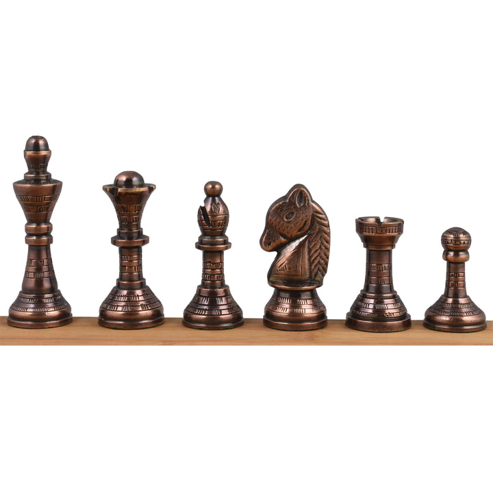 Jeu d'échecs de luxe en laiton légèrement imparfait inspiré de Staunton - 30 cm - Cuivre et or - Œuvre d'art unique - Liquidation d'entrepôt - Expédition en Europe uniquement