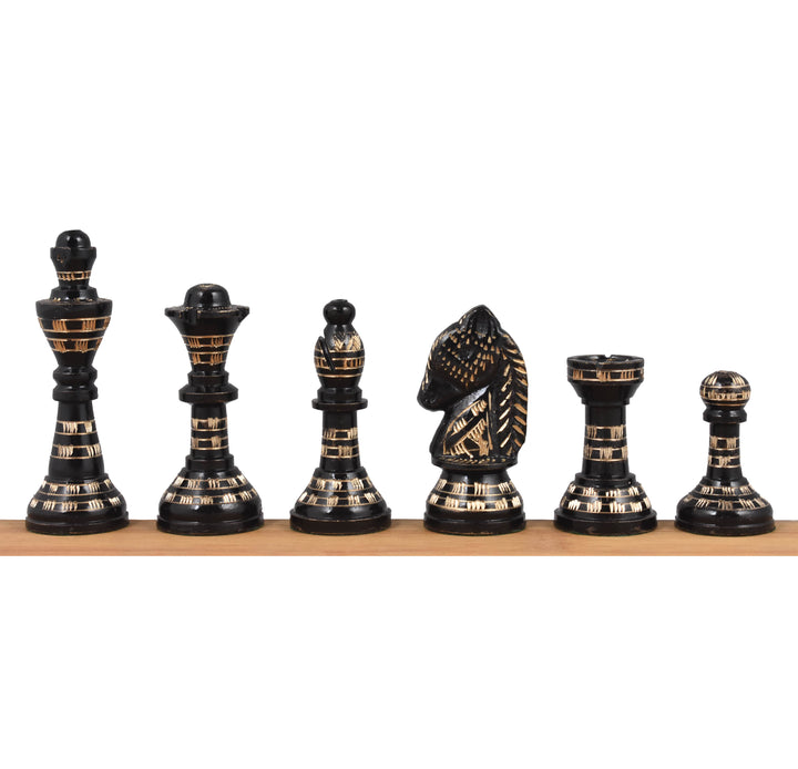 Staunton Inspired Brass Metal Luxury Chess Pieces & Board Set- 12" -Silver & Black - Warehouse Clearance - USA Shipping Only