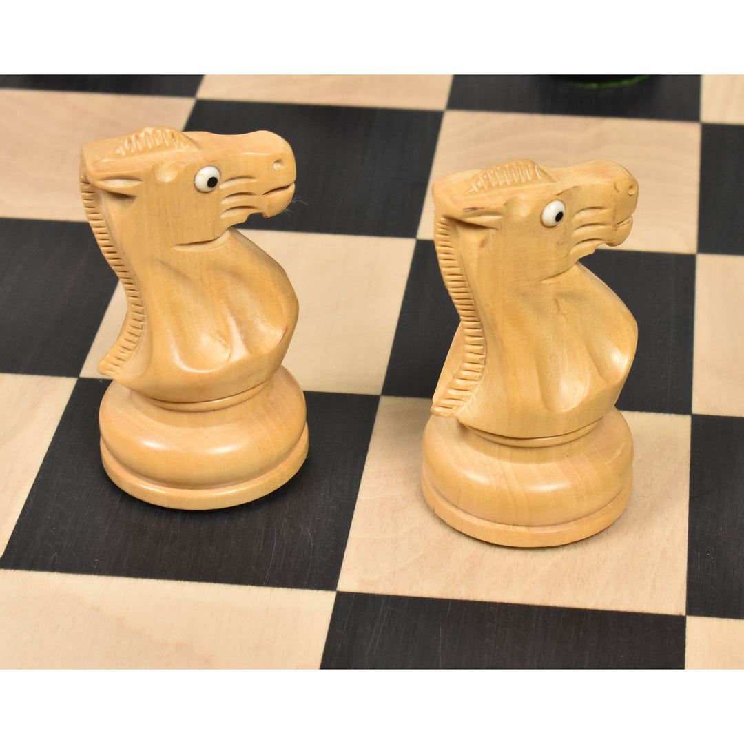 Slightly Imperfect 3.7" Soviet Grandmaster Supreme Chess Set - Chess Pieces Only in Boxwood- Glass Eyes