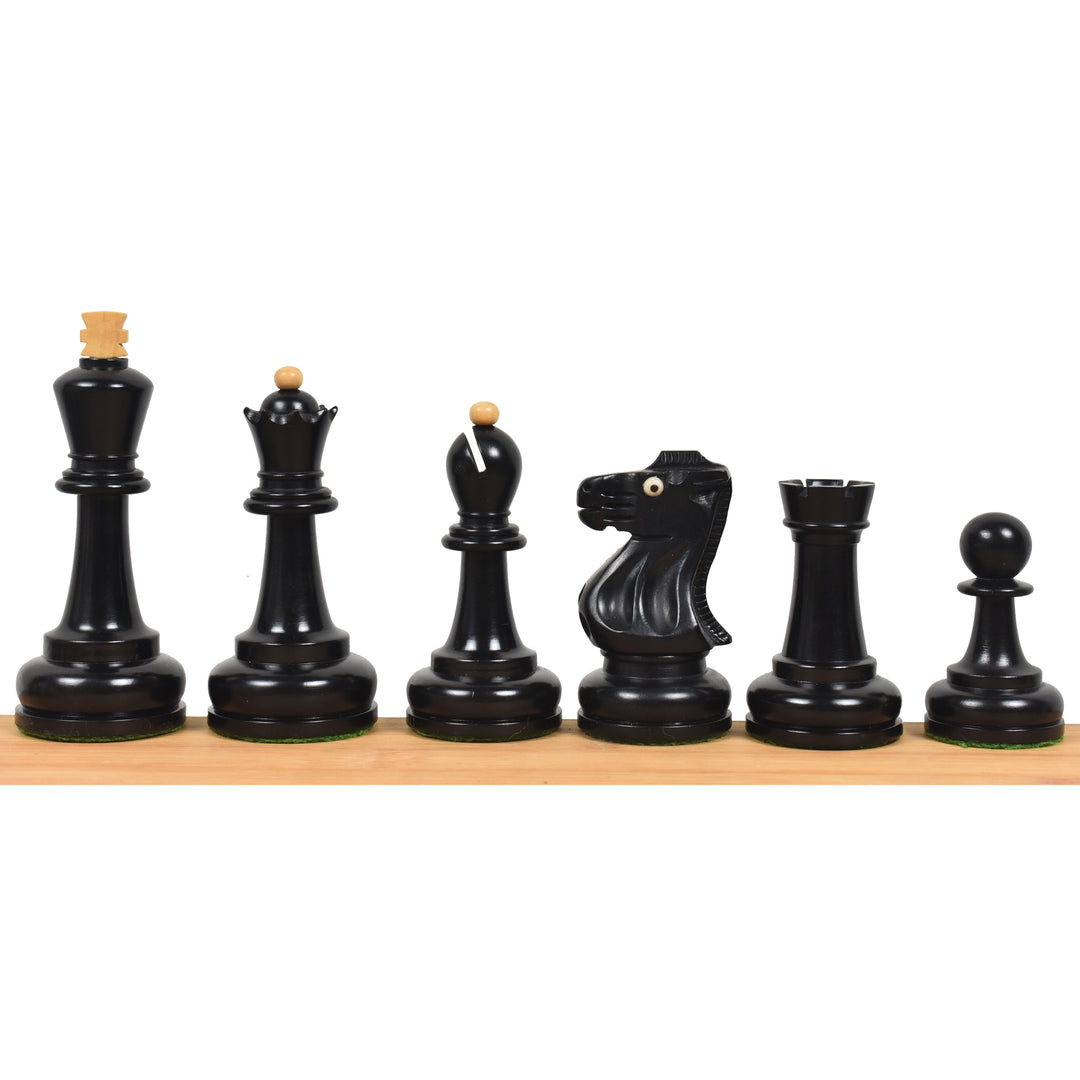 Slightly Imperfect 3.7" Soviet Grandmaster Supreme Chess Set - Chess Pieces Only in Boxwood- Glass Eyes