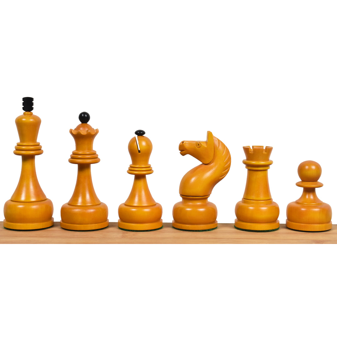 Slightly Imperfect 1960's Soviet Championship Tal Chess Set - Chess Pieces Only- Antiqued Boxwood- 4" King