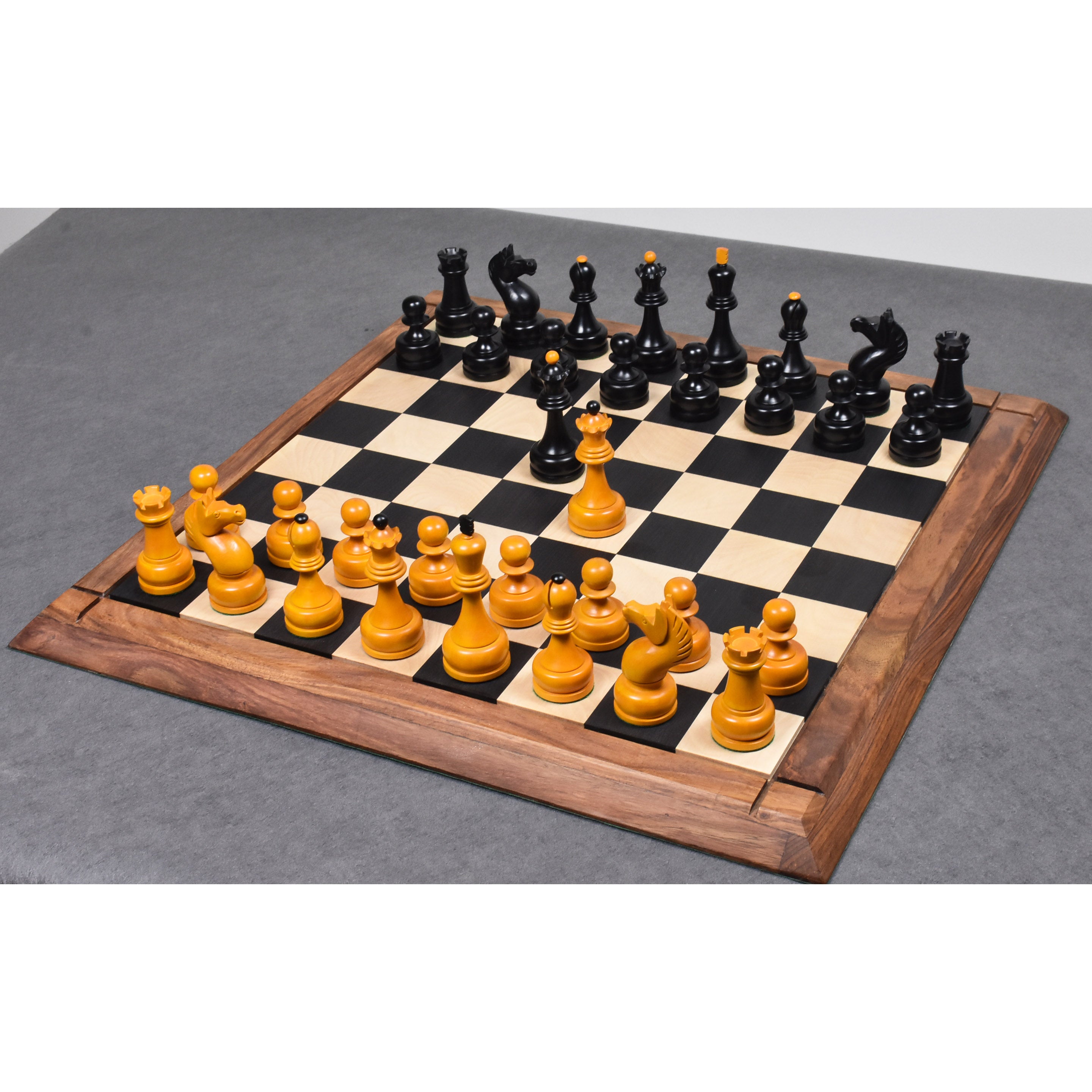 Slightly Imperfect 1960's Soviet Championship Tal Chess Pieces - Antiqued Boxwood- 4" King