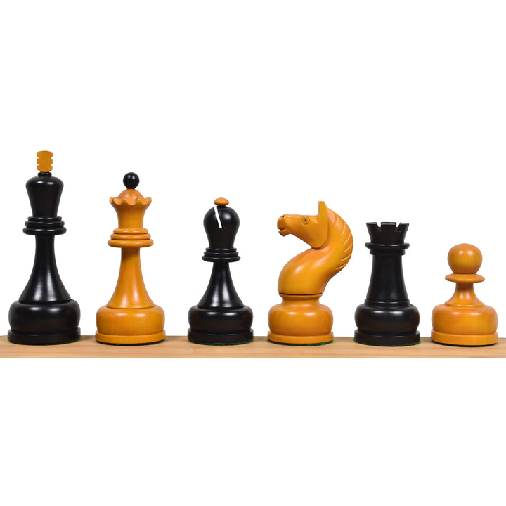 Combo of 1960's Soviet Championship Tal Chess Set - Pieces in Antiqued Boxwood with 21"